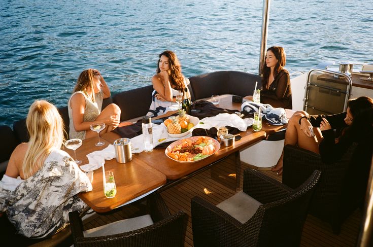yacht dinner at sunset